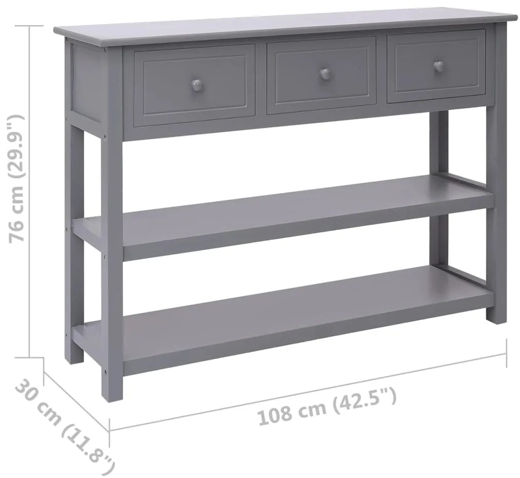 vidaXL Ντουλάπι Γκρι 108 x 30 x 76 εκ. από Μασίφ Ξύλο Παυλώνιας