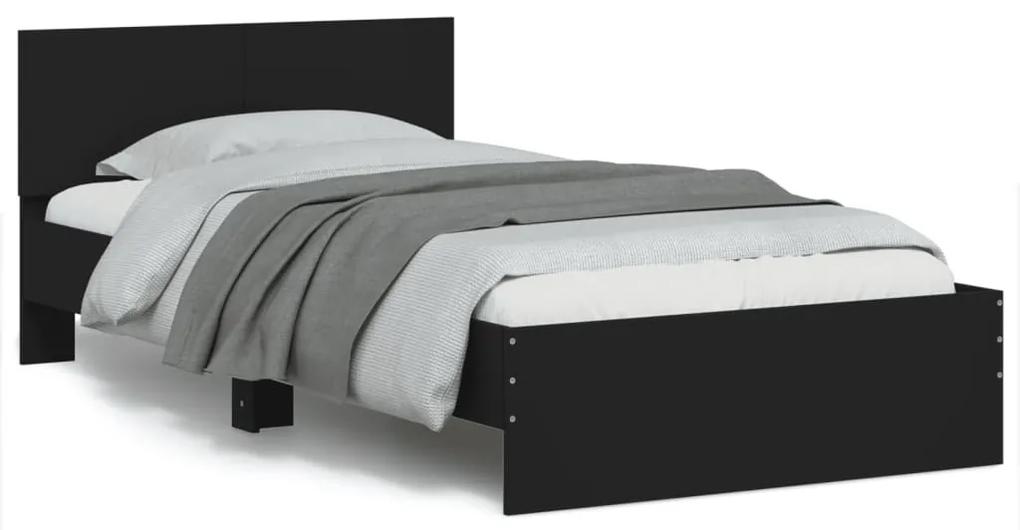 Πλαίσιο Κρεβατιού με Κεφαλάρι και LED Μαύρο 100 x 200 εκ.