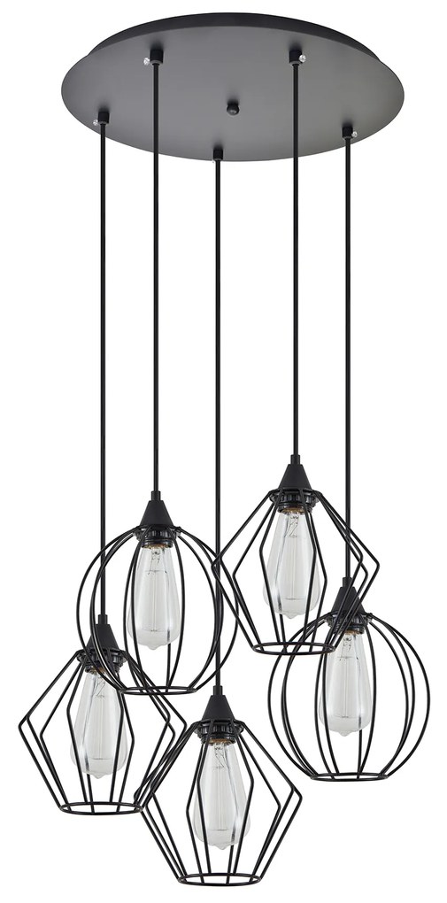 Φωτιστικό Οροφής  SE21-BL-B10-5BL-GR12 ADEPT FLEX Black Metal Grid Pendant+ - 51W - 100W - 77-8951