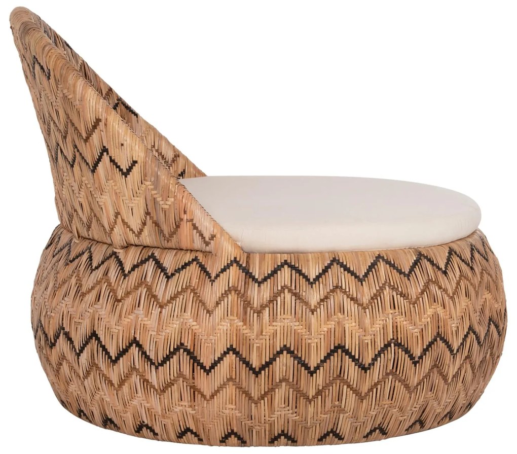 Καρέκλα - Πολυθρόνα LADLON C5992 Rattan Φυσικό με Εκρού Μαξιλάρι 97x97x76Υεκ. 97x97x76 εκ.