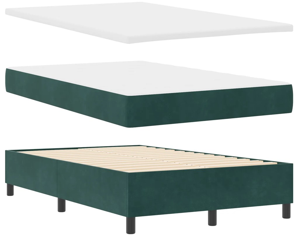 vidaXL Κρεβάτι με ελατήρια Σκούρο πράσινο 120 x 190 cm Βελούδο