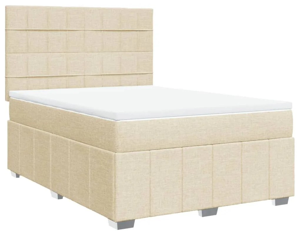 Κρεβάτι Boxspring με Στρώμα Κρεμ 140x190 εκ. Υφασμάτινο - Κρεμ