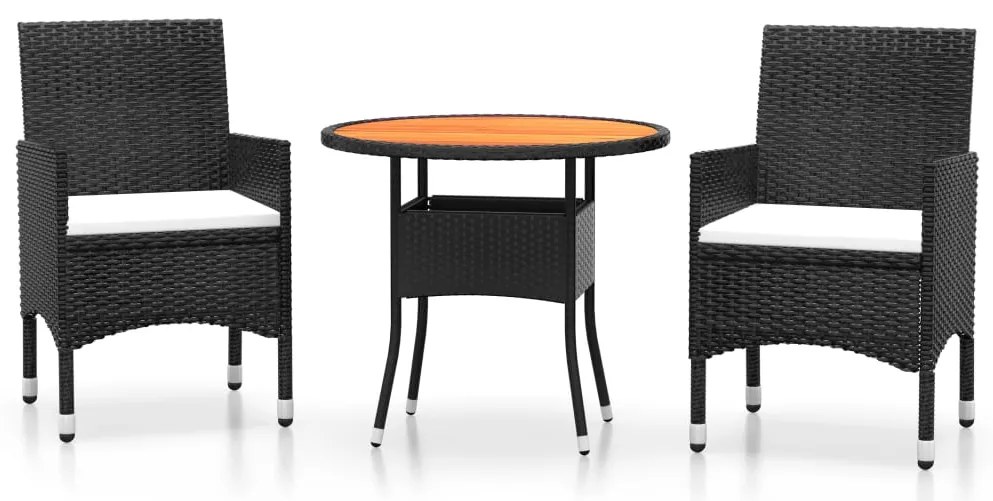 vidaXL Σετ Επίπλων Bistro Κήπου 3 τεμ. Μαύρο από Συνθετικό Ρατάν