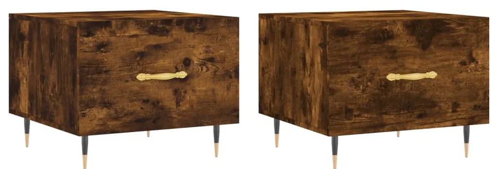 vidaXL Τραπεζάκια Σαλονιού 2 τεμ Καπνιστή Oak 50x50x40 εκ Επεξ. Ξύλο