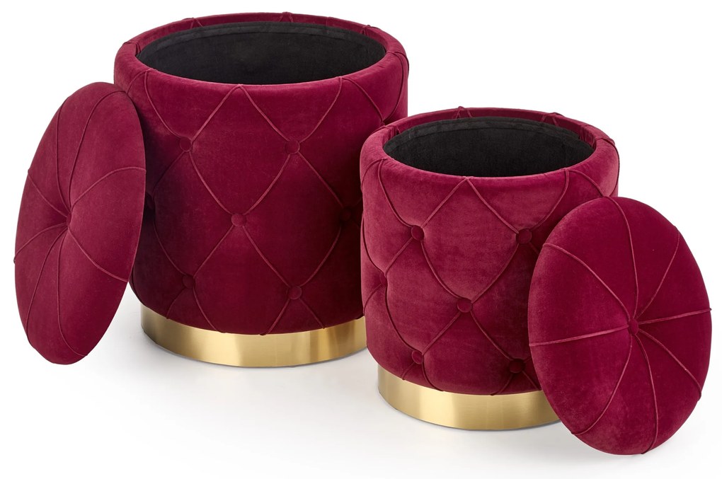 POLLY set of two stools, color: dark red DIOMMI V-CH-POLLY-PUFA-BORDOWY