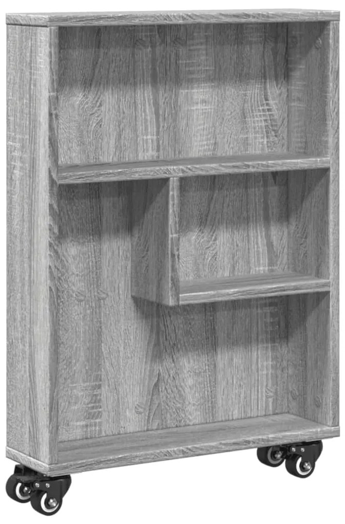 vidaXL Τρόλεϊ Αποθήκευσης Στενό Γκρι Sonoma 48x13x68 εκ. Επεξ. Ξύλο