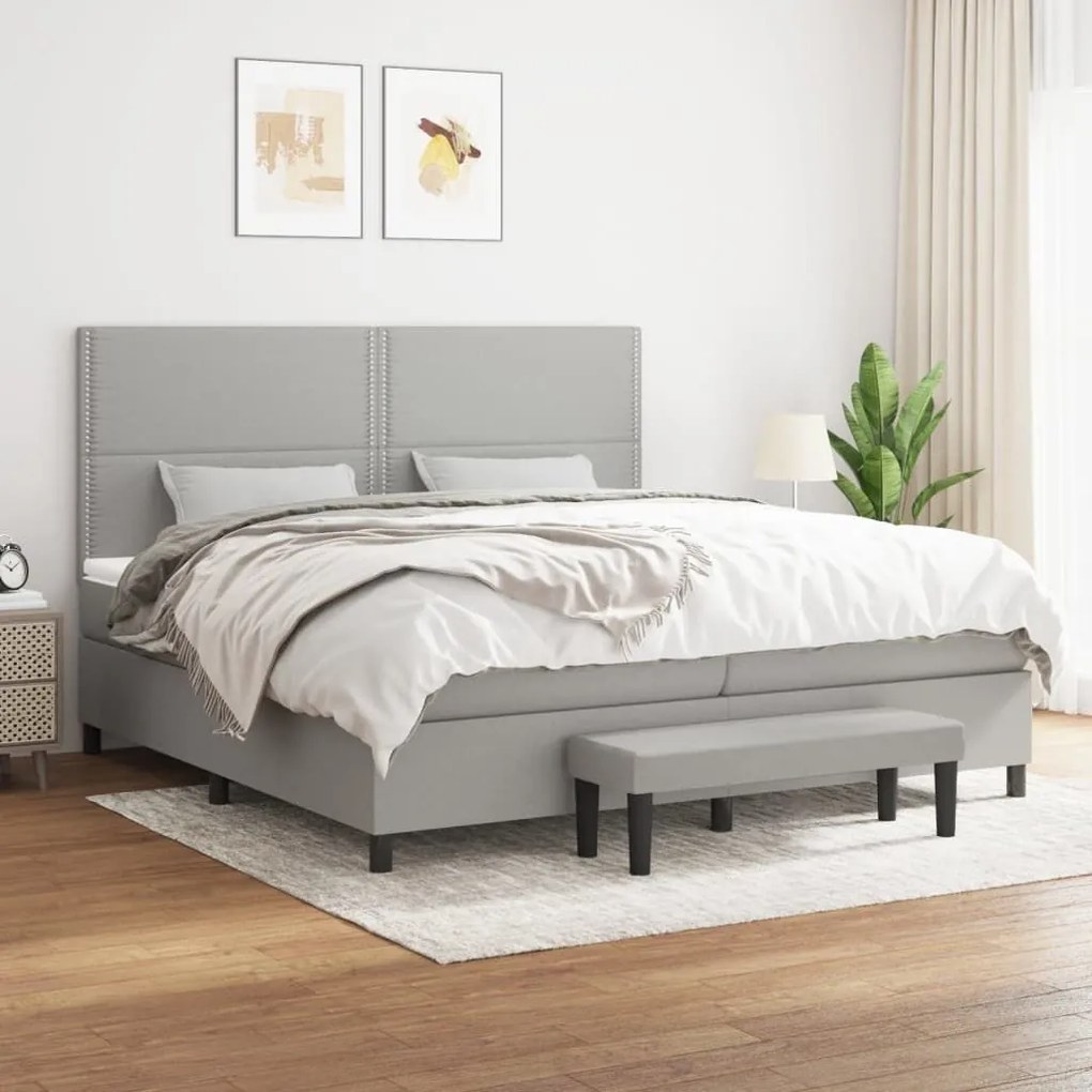 ΚΡΕΒΑΤΙ BOXSPRING ΜΕ ΣΤΡΩΜΑ ΑΝΟΙΧΤΟ ΓΚΡΙ 200X200 ΕΚ. ΥΦΑΣΜΑΤΙΝΟ 3136541