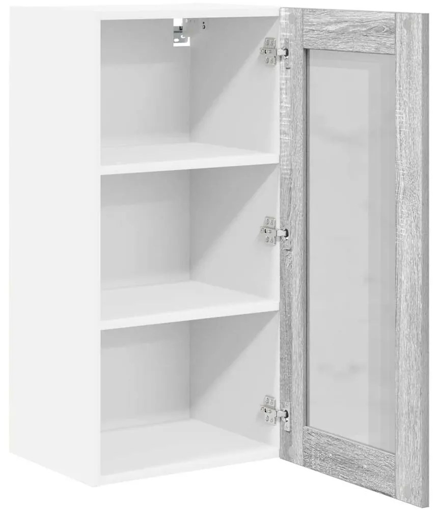 vidaXL Κρεμαστό ντουλάπι με πόρτα 2 pcs Γκρίζο Σονομα 40 x 31 x 80 εκ.