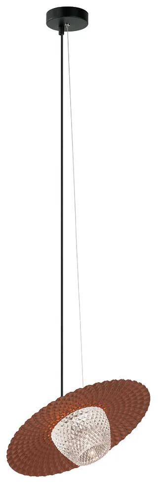 Φωτιστικό Κρεμαστό  Ø33 εκ. 1xG9 Μέταλλο Χάλκινο, Γυαλί Ταγιέ Διάφανο,Ανάρτηση Μαύρο Viokef Carmen 4246601