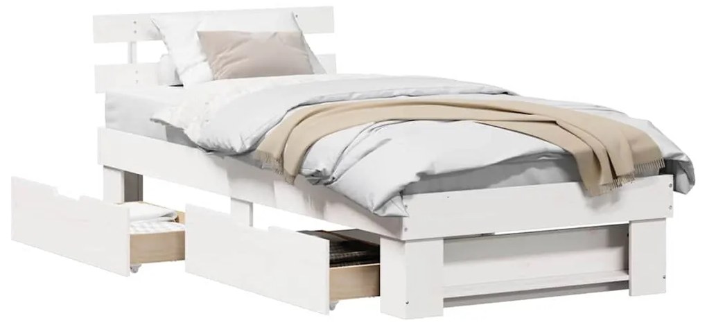 vidaXL Σκελετός Κρεβατιού Λευκό 90 x 190 cm Μασίφ ξύλο πεύκου