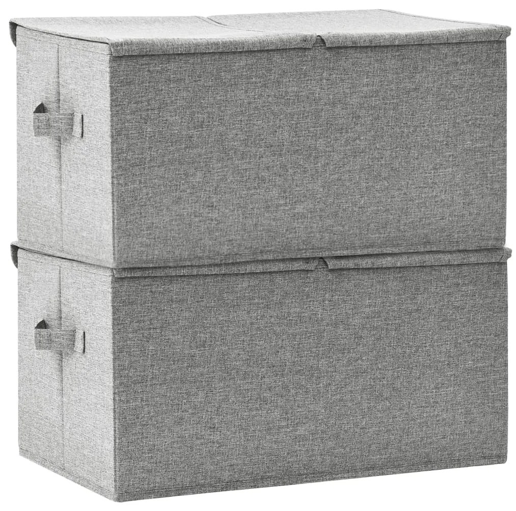 vidaXL Κουτιά Αποθήκευσης 2 τεμ. Γκρι 50 x 30 x 25 εκ. Υφασμάτινα