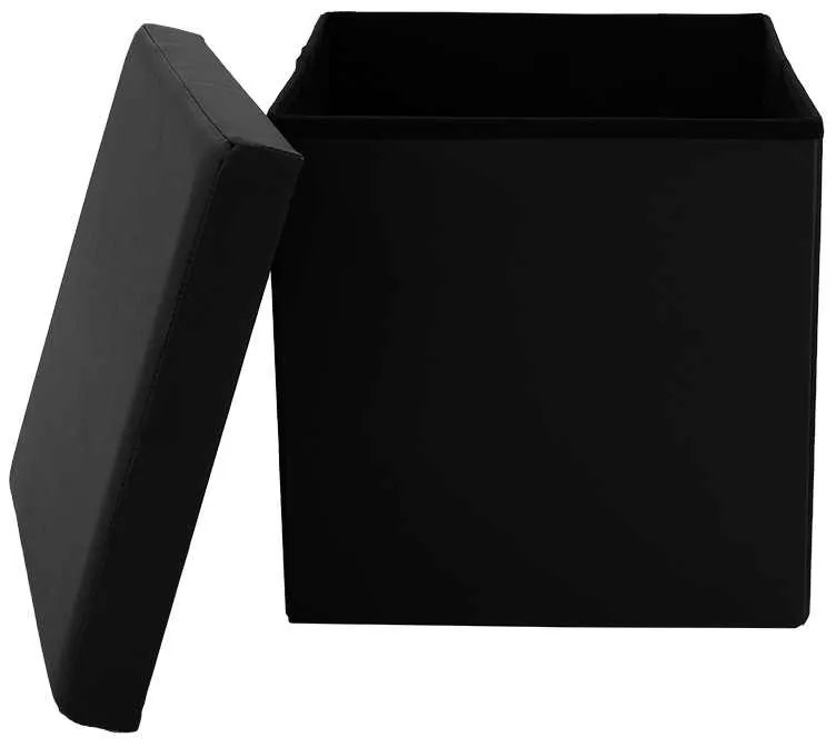Σκαμπό-μπαούλο Crystal pakoworld pu μαύρο 38x38x38εκ