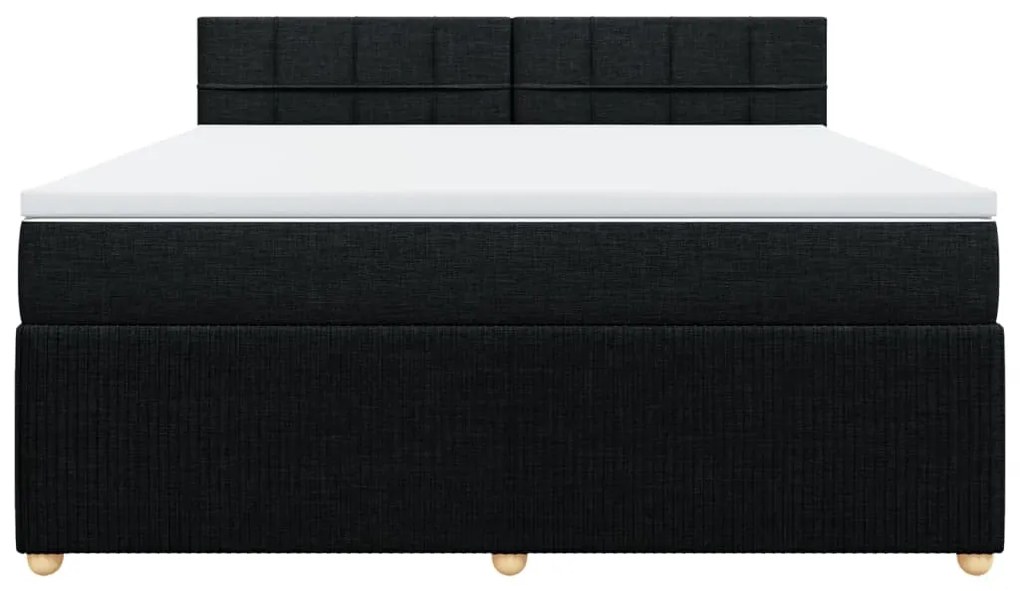 vidaXL Κρεβάτι Boxspring με Στρώμα Μαύρο 180x200 εκ. Υφασμάτινο