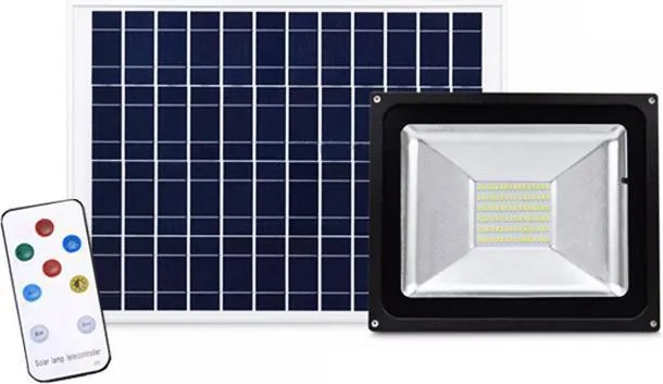 Στεγανός Ηλιακός Προβολέας IP65 Ισχύος 20W με Τηλεχειριστήριο και Ψυχρό Λευκό Φως σε Μαύρο χρώμα TGD-111