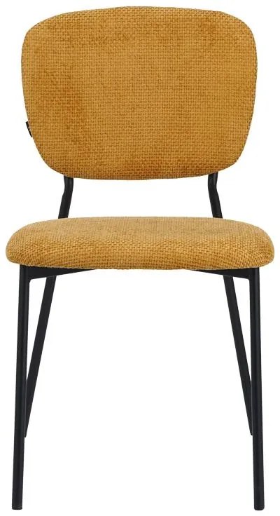 Καρέκλα Cathair με ύφασμα μπουκλέ μουσταρδί και μαύρα μεταλλικά πόδια 48x53x82 εκ. 4αδα 48x53x82 εκ.
