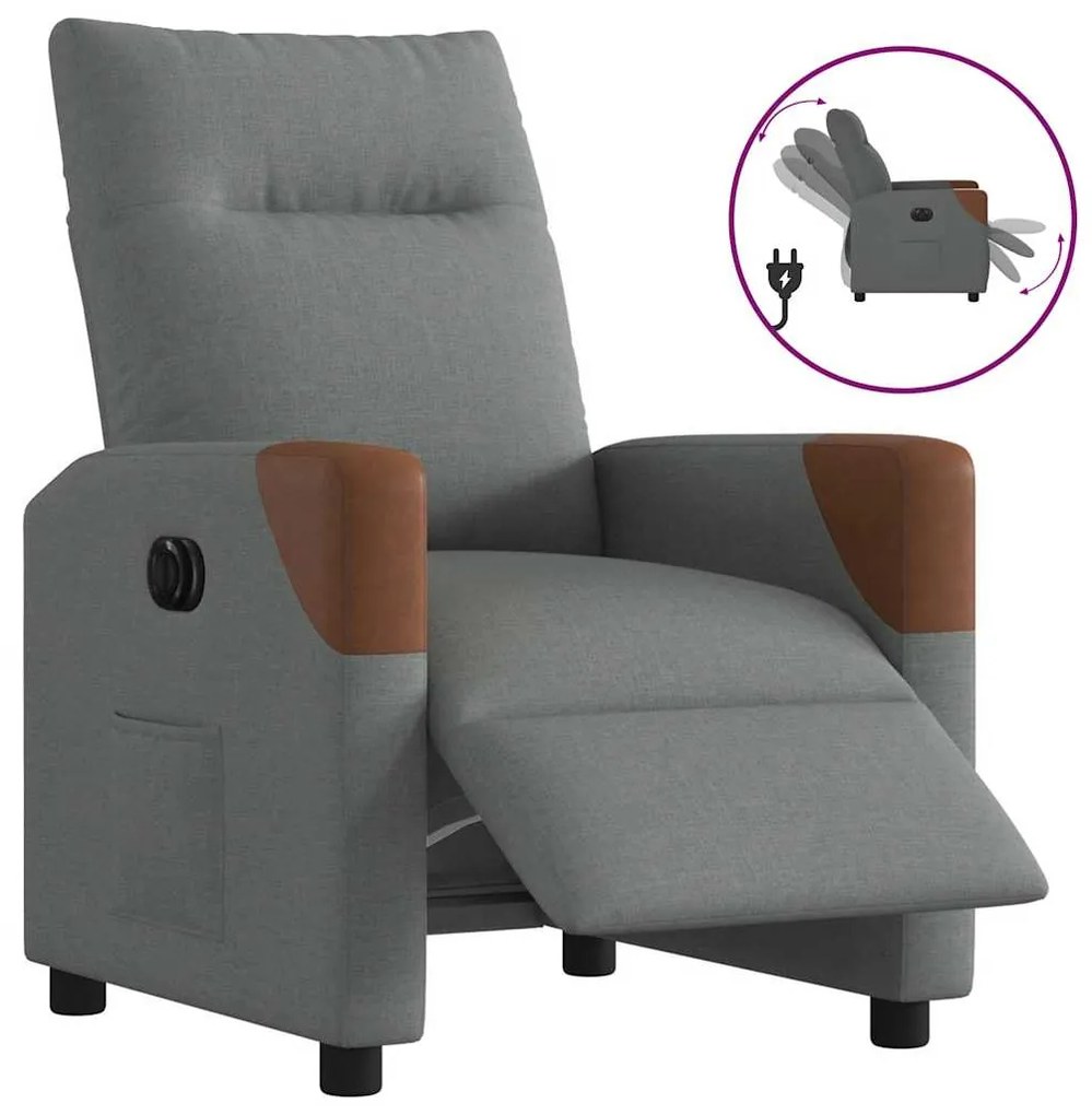 Πολυθρόνα Ανακλινόμενη Ηλεκτρική Σκούρο Γκρι Υφασμάτινη