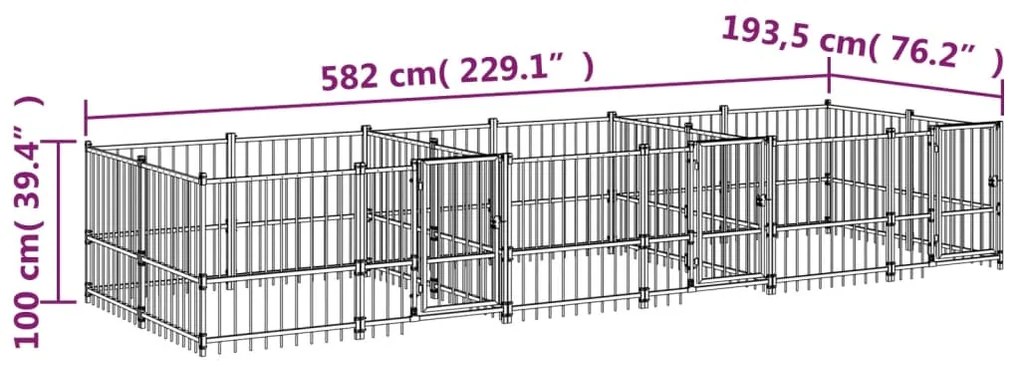 vidaXL Κλουβί Σκύλου Εξωτερικού Χώρου 11,27 μ² από Ατσάλι