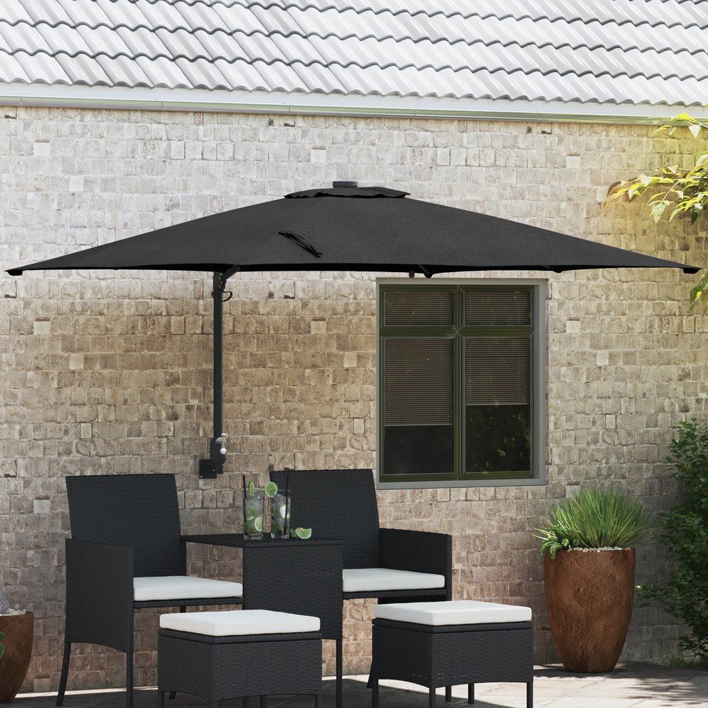 vidaXL Ομπρέλα Κήπου Μαύρο 248.5 x 247.5 x 160 εκ. ύφασμα
