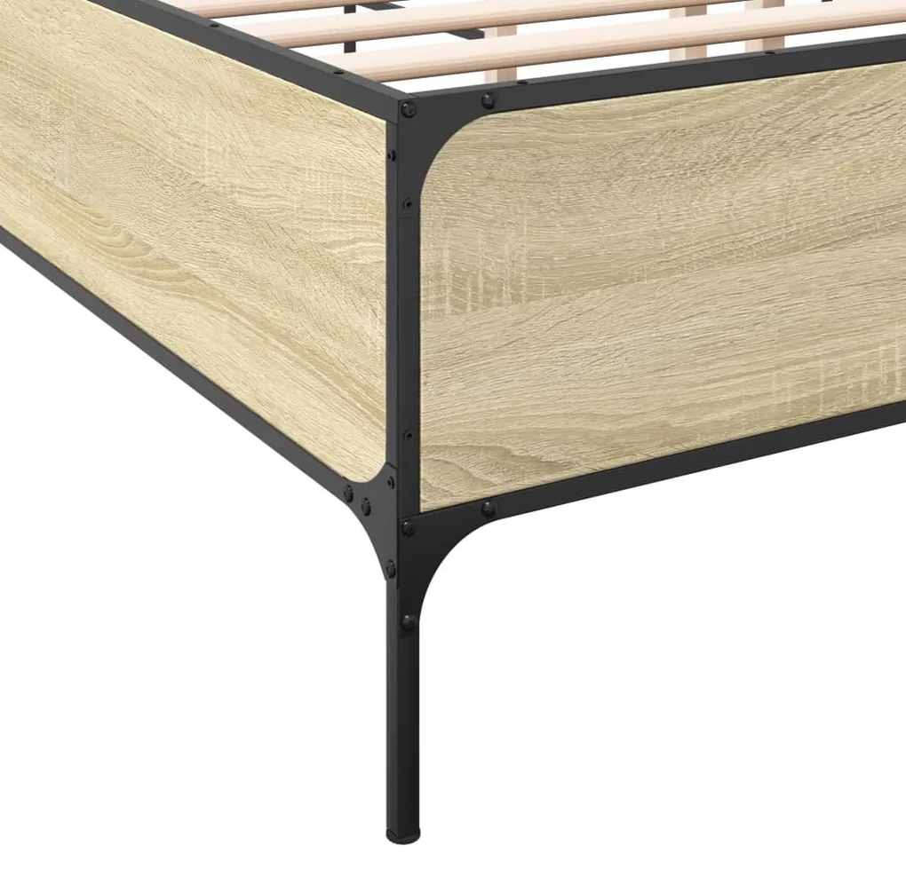 vidaXL Πλαίσιο Κρεβατιού Sonoma Δρυς 200x200 εκ. Επεξ. Ξύλο &amp; Μέταλλο