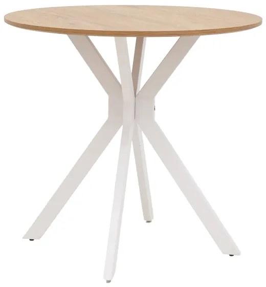 Intrahome Τραπέζι Xuson Intrahome φυσικό mdf-πόδι λευκό μέταλλο Φ80x75εκ | SKU: INTRAPA-303111183