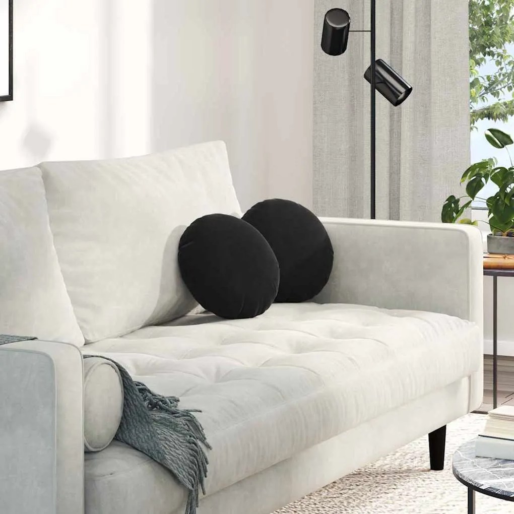 Μαξιλάρια καθισμάτων 2 pcs Μαύρο Ø 40 x 13 εκ. Βελούδο