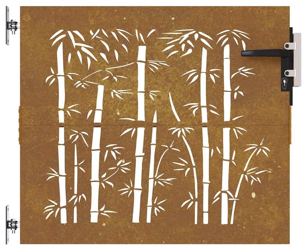 vidaXL Πόρτα Κήπου από Μπαμπού με Σχέδιο από Ατσάλι Corten 85x100 εκ.