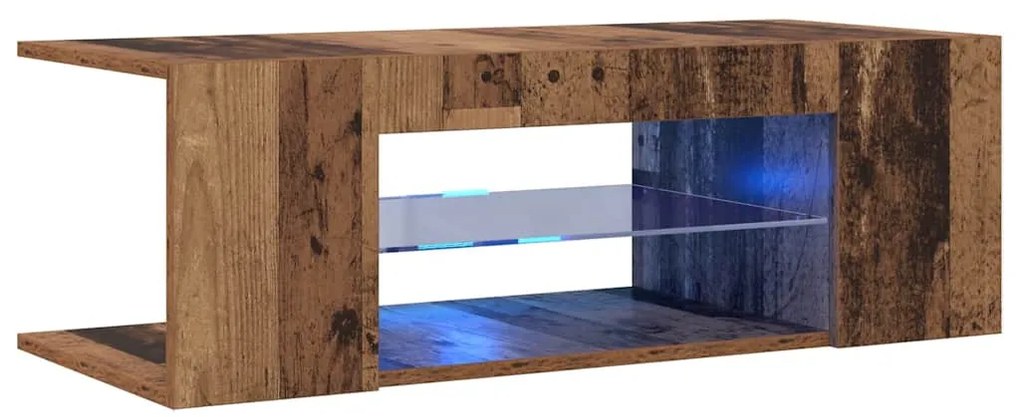 vidaXL Έπιπλο Τηλεόρασης LED Όψη Παλαιού Ξύλου 90x39x30 εκ. Επεξ. Ξύλο