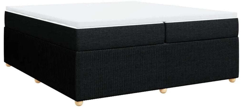 vidaXL Κρεβάτι Boxspring με Στρώμα Μαύρο 200x200 εκ. Υφασμάτινο