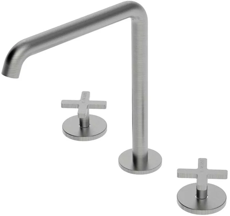 Μπαταρία νιπτήρα 3 οπών με βαλβίδα Clic-Clac Εlle Cross La Torre-Inox