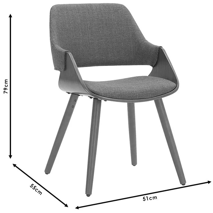 Πολυθρόνα Allegra pakoworld ύφασμα γκρι-πόδι καρυδί - 106-000022