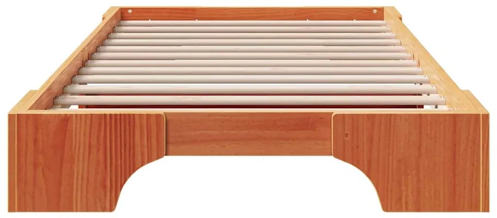 vidaXL Σκελετός Κρεβατιού Κερωτό καφέ 90 x 200 cm Στερεά ξυλεία πεύκου