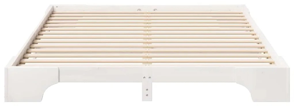 vidaXL Κρεβάτι δαπέδου Λευκό 160 x 220 cm Μασίφ ξύλο πεύκου