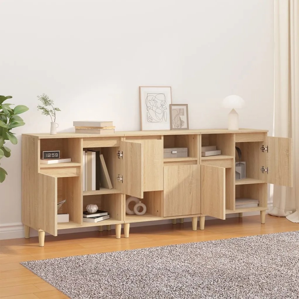 vidaXL Ντουλάπια 3 τεμ. Sonoma Δρυς 60x35x70 εκ. Επεξεργασμένο Ξύλο