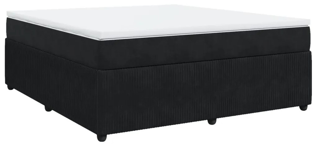 vidaXL Κρεβάτι Boxspring με Στρώμα Μαύρο 180x200 εκ. Βελούδινο