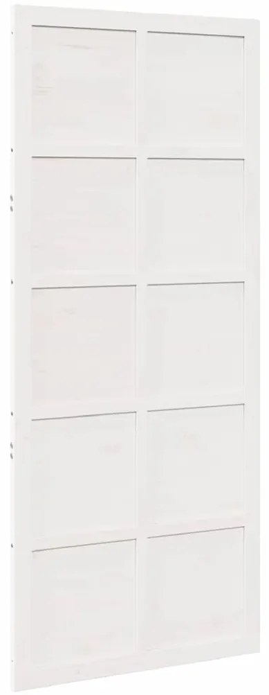 vidaXL Πόρτα αχυρώνα Λευκό 90 x 210 cm Μασίφ ξύλο πεύκου
