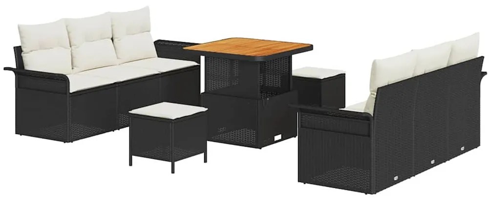 vidaXL Σετ Καναπέ Κήπου με μαξιλάρι με μαξιλάρι 9 pcs Μαύρο και Κρέμα