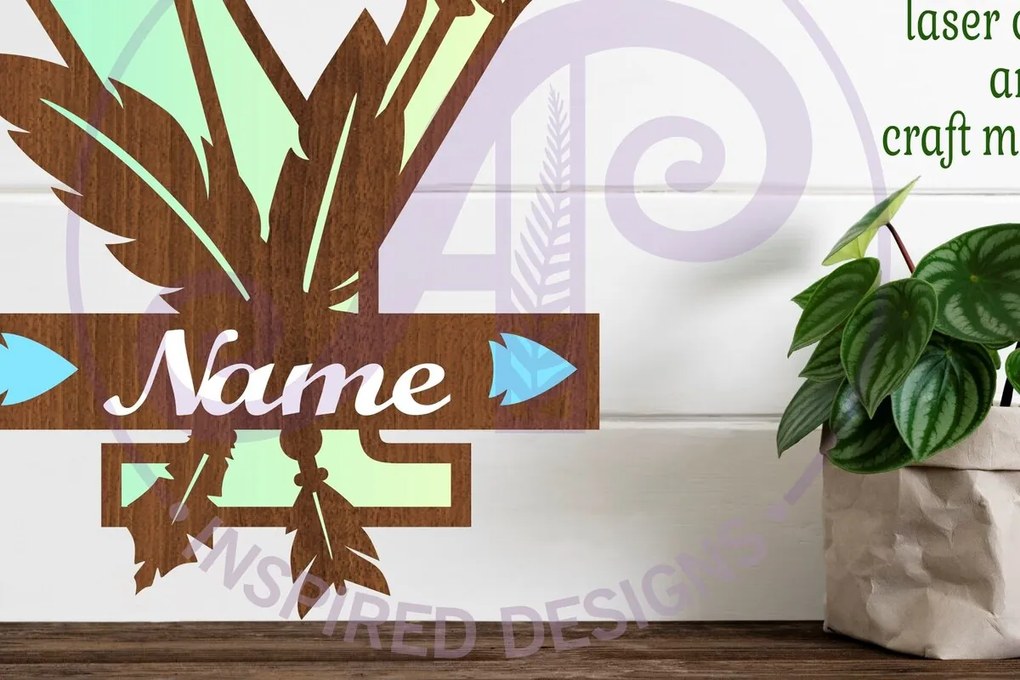 Σετ των 2 Intra απο ξύλο plywood 3mm-4mm πάχος Boho Capital Monogram Letter Y Δίασταση 30x20 cm INTRAFABR-86123849