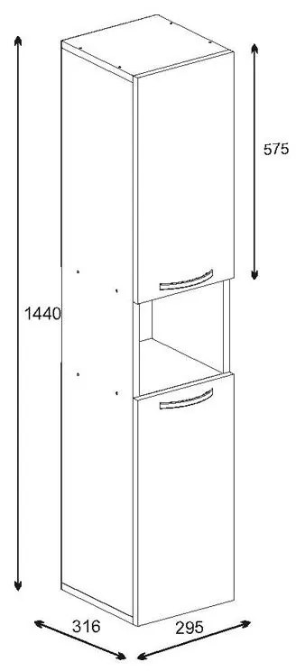 Ντουλάπα-στήλη Wanka σε λευκή απόχρωση 30x32x144εκ 30x32x144 εκ.