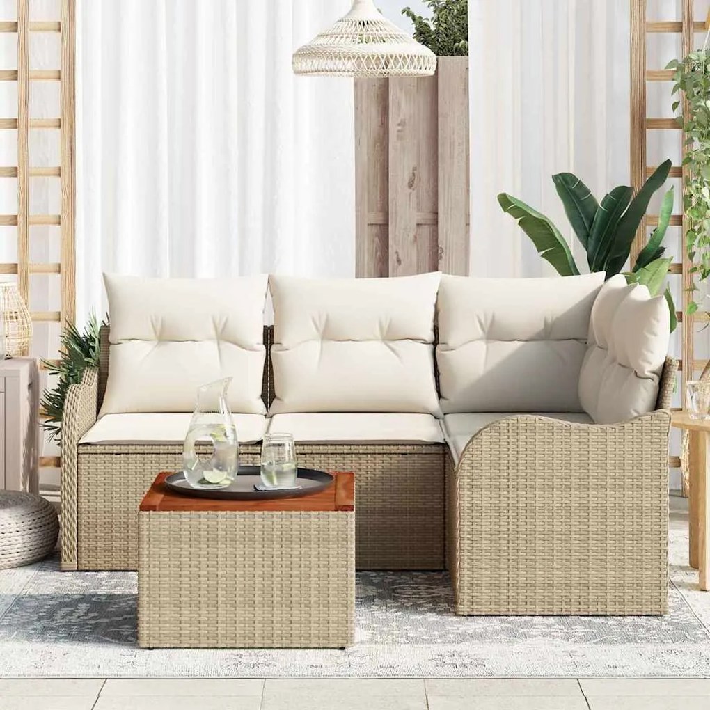 vidaXL Σετ Καναπέ Κήπου 5 pcs Μπεζ Πολυ ράταν