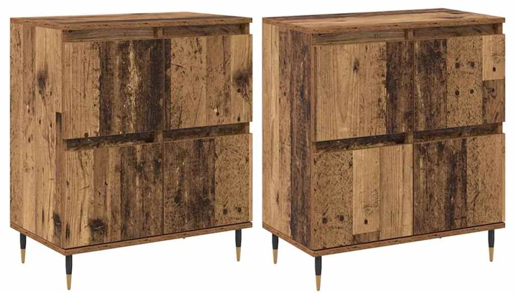 vidaXL Ντουλάπι αποθήκευσης 2 pcs Παλιό ξύλο 60 x 35 x 70 cm