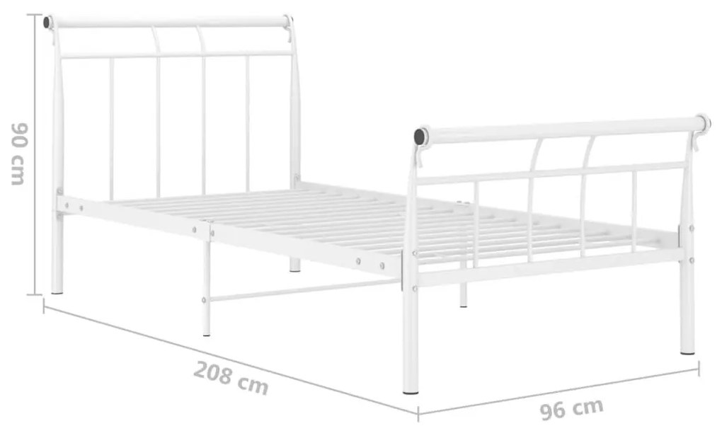 Πλαίσιο Κρεβατιού Λευκό 90 x 200 εκ. Μεταλλικό - Λευκό