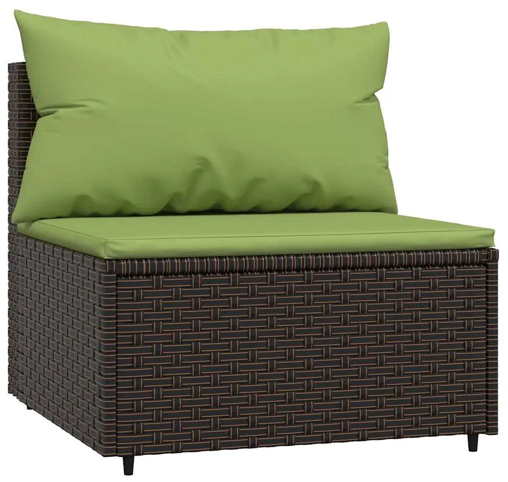 vidaXL Καναπέδες Κήπου Μεσαίοι με Μαξιλάρια 2 τεμ. Καφέ Συνθ. Ρατάν