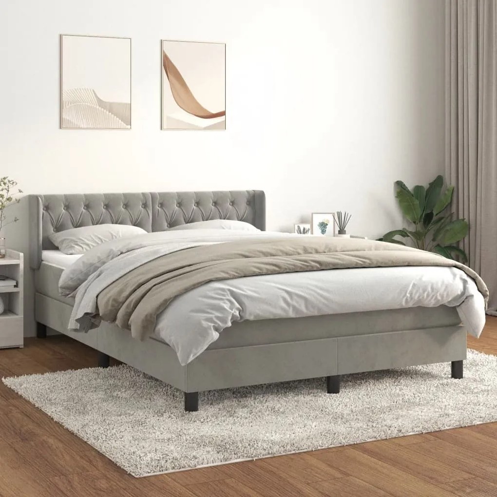 ΚΡΕΒΑΤΙ BOXSPRING ΜΕ ΣΤΡΩΜΑ ΑΝΟΙΧΤΟ ΓΚΡΙ 140X190 ΕΚ. ΒΕΛΟΥΔΙΝΟ 3131135