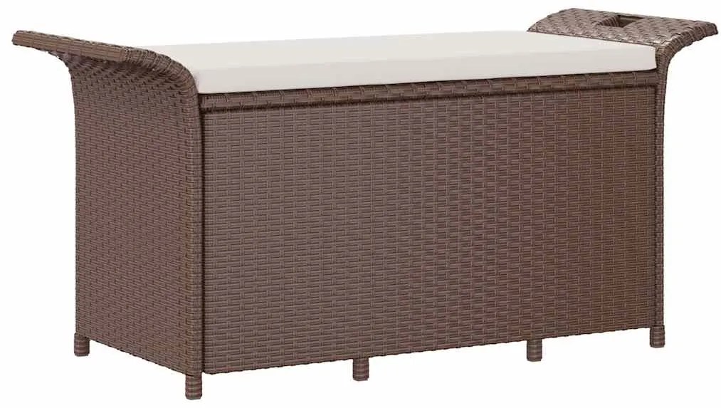 vidaXL Παγκάκι Κήπου με Μαξιλάρι Καφέ 116x46x57 εκ. από Συνθ. Ρατάν