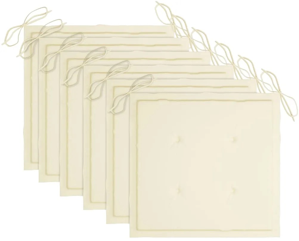 vidaXL Καρέκλες Κήπου Στοιβαζόμενες 6 τεμ. Μασίφ Ξύλο Teak &amp; Μαξιλάρια