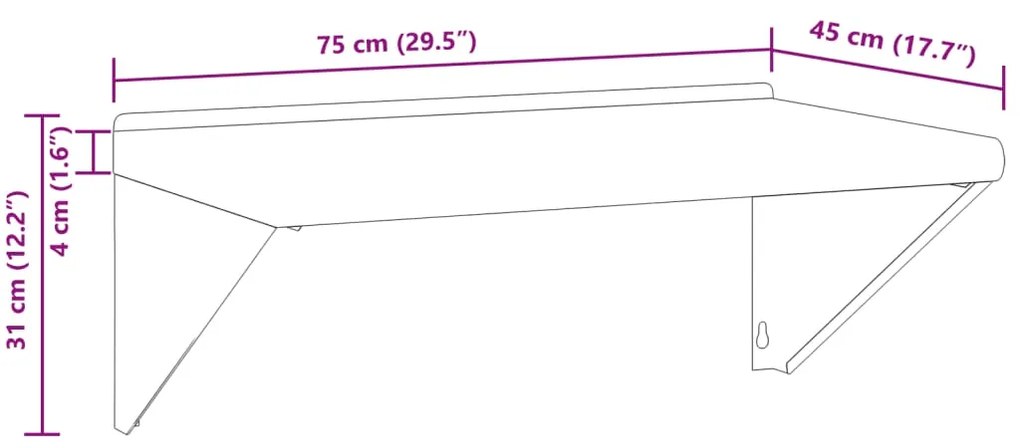 ΡΑΦΙ ΤΟΙΧΟΥ ΑΣΗΜΙ 75X45X31 ΕΚ. ΑΝΟΞΕΙΔΩΤΟ ΑΤΣΑΛΙ 30274