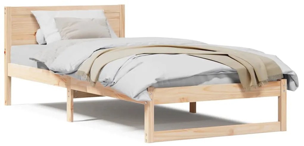 vidaXL Σκελετός Κρεβατιού Καφέ 75 x 190 cm Μασίφ ξύλο πεύκου
