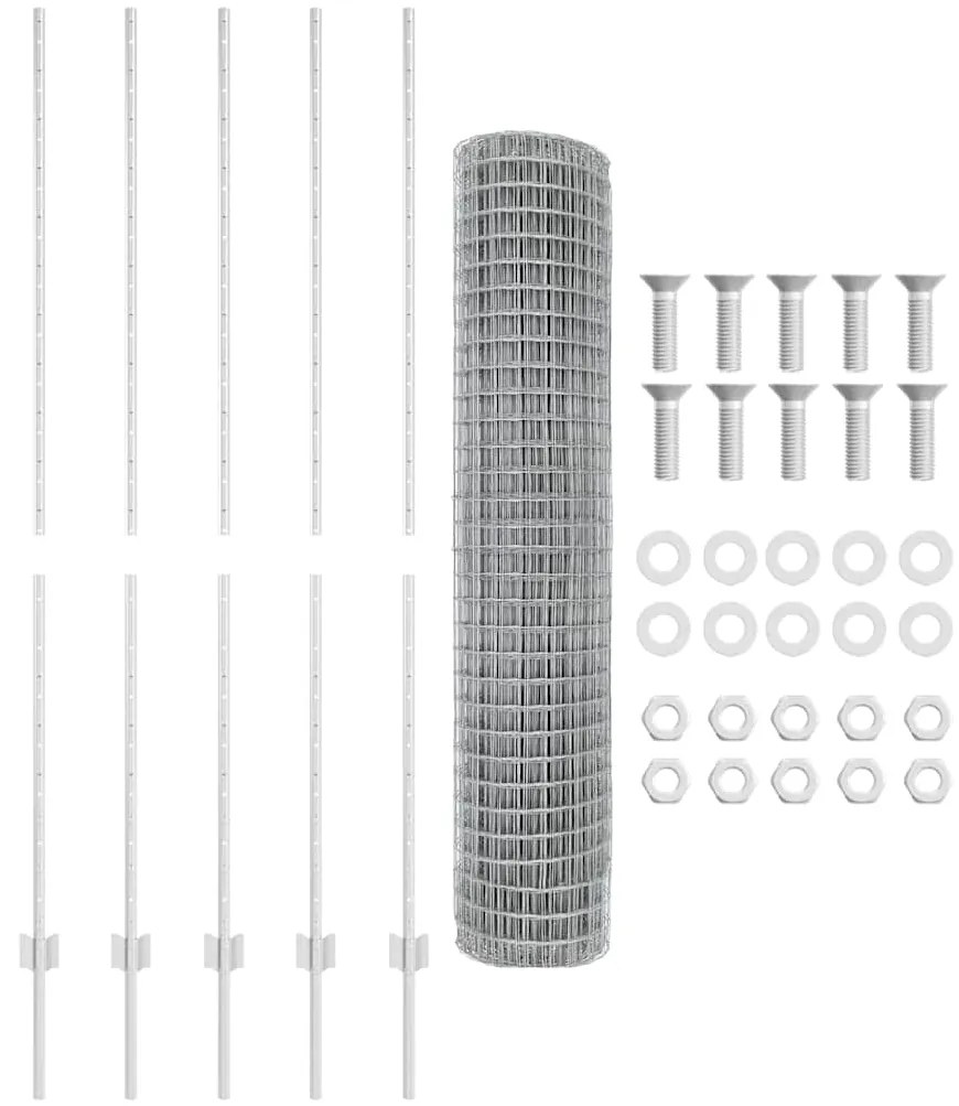 vidaXL Τεντώτο με στήριγμα Ασημί 1,5 x 10 m Ατσάλι