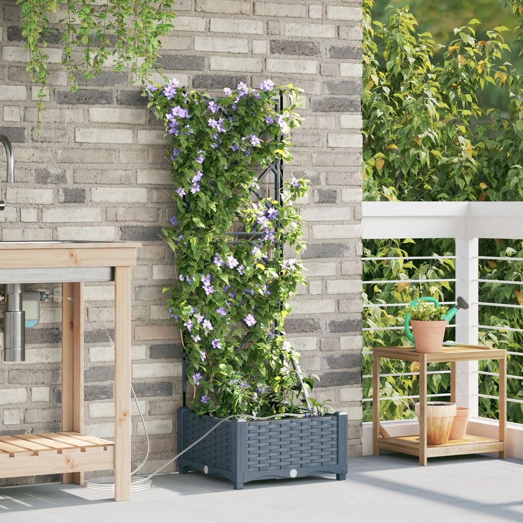 vidaXL Γλάστρες Κήπου 1 τεμ Ανοιχτό γκρι 40 x 40 x 126 cm Πλαστικό