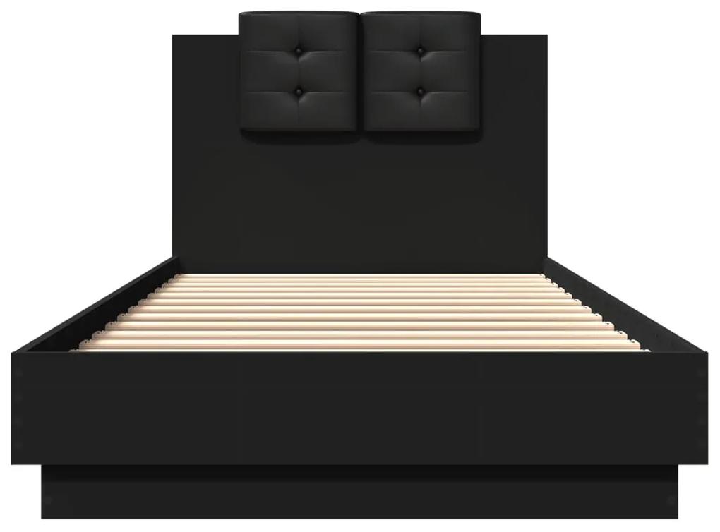 vidaXL Πλαίσιο Κρεβατιού με Κεφαλάρι και LED Μαύρο 100 x 200 εκ.